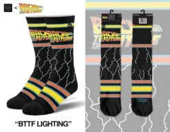Back To The Future "Lightning" Men's Crew Straight Down Knit Socks (Size 8-12)