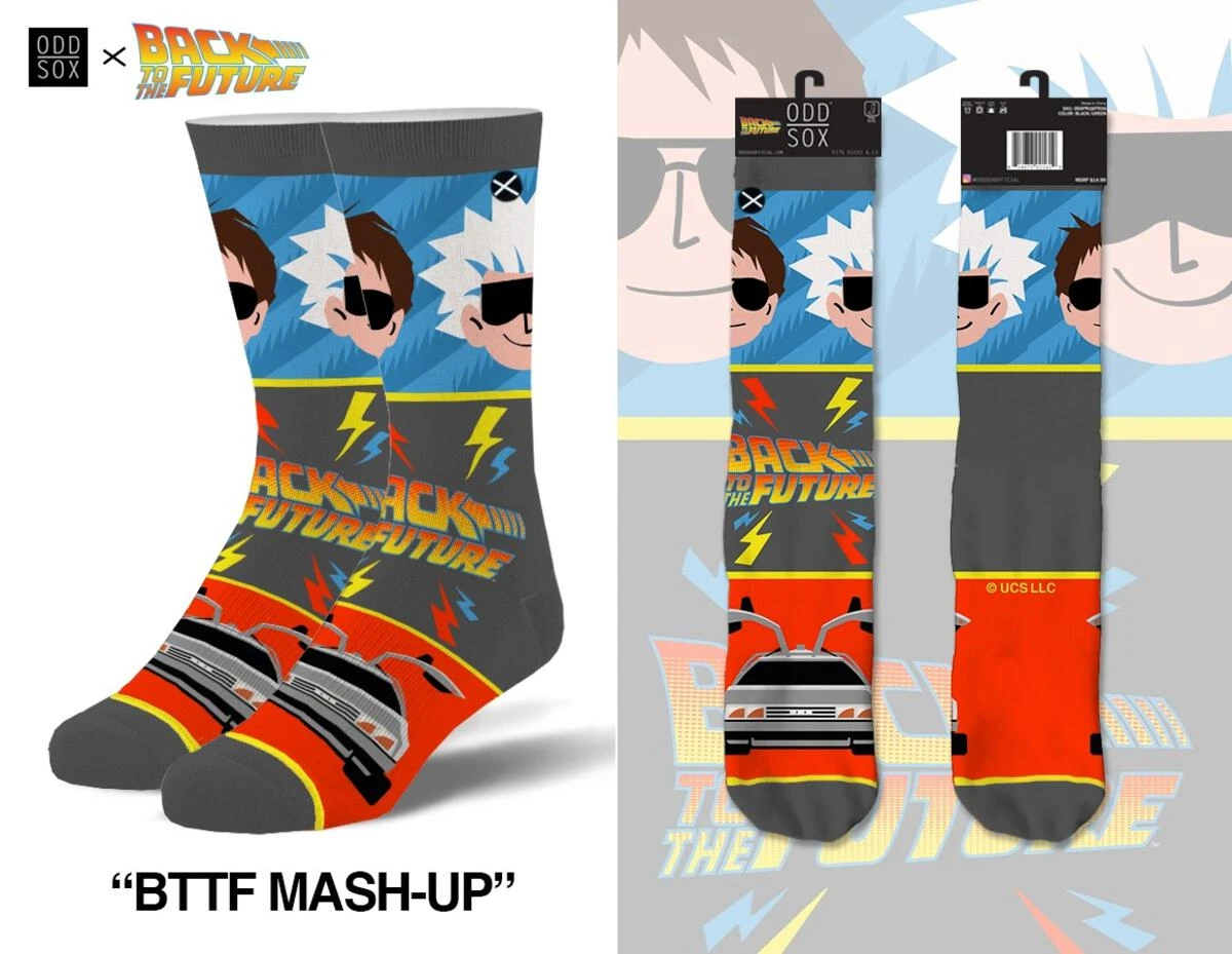 Back To The Future "BTTF Mash-Up" Men's Crew Socks (Size 8-12) 3 Back To The Future "BTTF Mash-Up" Men's Crew Socks (Size 8-12)