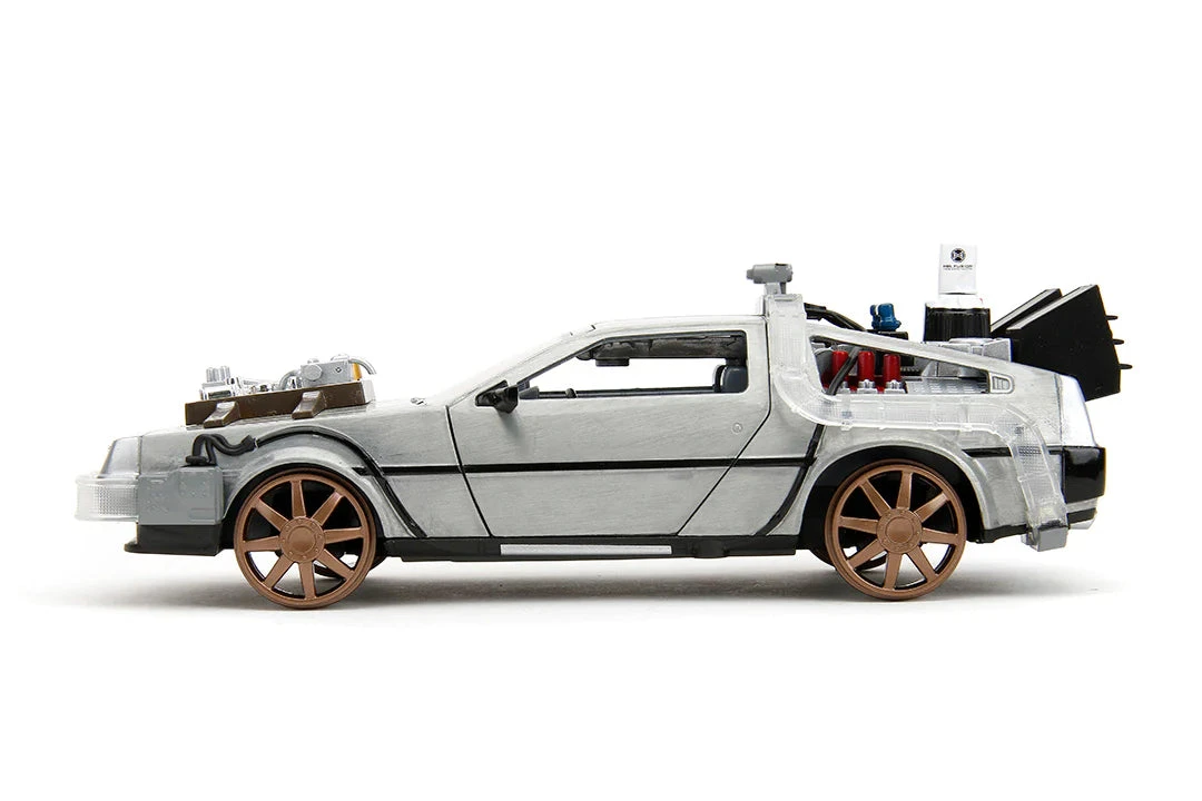 Jada Toys Back To The Future Part III (rail Version) Die-cast 1:24 Scale "Hollywood Rides" Light-up DeLorean Time Machine 8 Jada Toys Back To The Future Part III (rail Version) Die-cast 1:24 Scale "Hollywood Rides" Light-up DeLorean Time Machine - Image 6