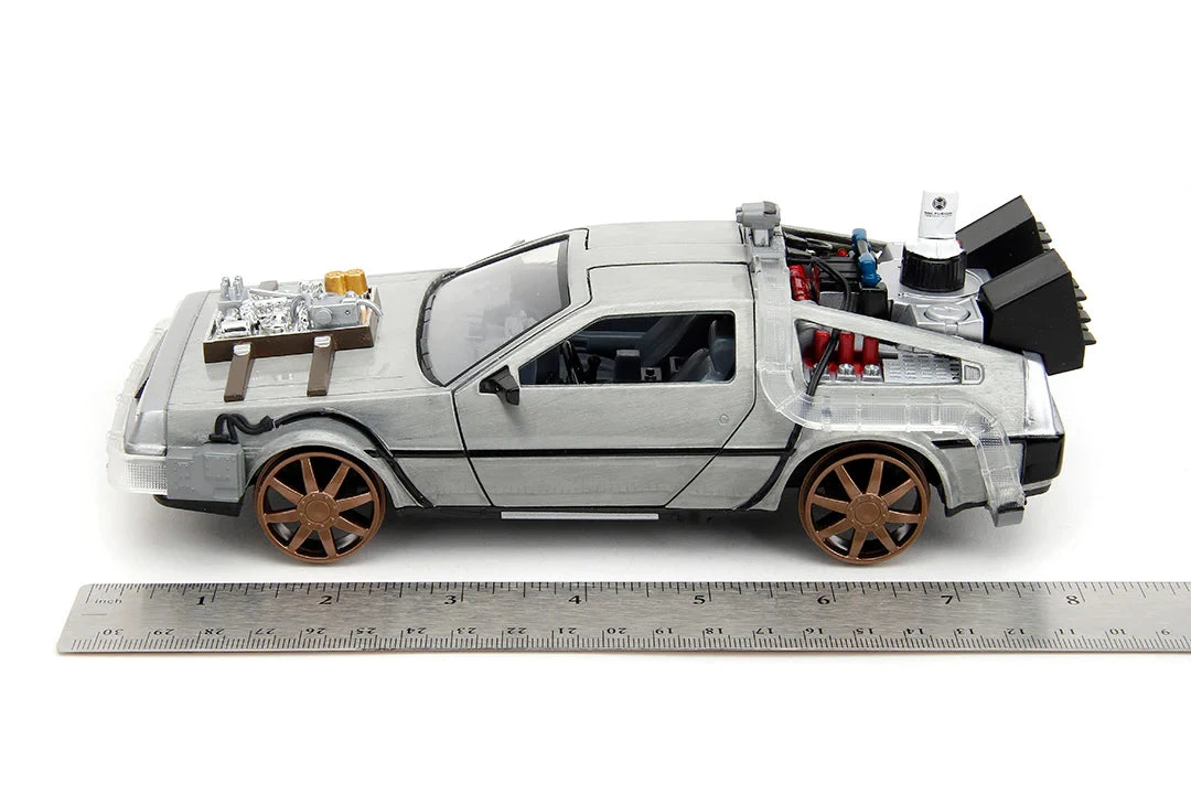 Jada Toys Back To The Future Part III (rail Version) Die-cast 1:24 Scale "Hollywood Rides" Light-up DeLorean Time Machine 13 Jada Toys Back To The Future Part III (rail Version) Die-cast 1:24 Scale "Hollywood Rides" Light-up DeLorean Time Machine - Image 11
