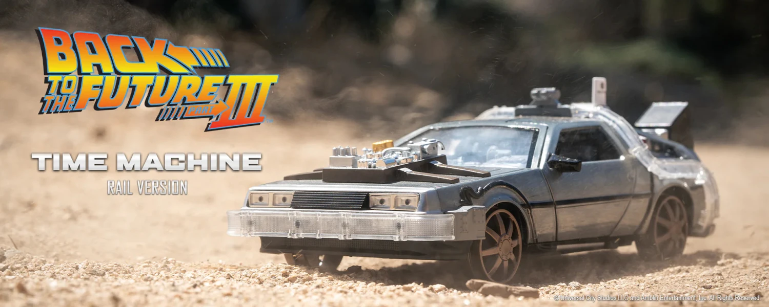 Jada Toys Back To The Future Part III (rail Version) Die-cast 1:24 Scale "Hollywood Rides" Light-up DeLorean Time Machine 4 Jada Toys Back To The Future Part III (rail Version) Die-cast 1:24 Scale "Hollywood Rides" Light-up DeLorean Time Machine - Image 2