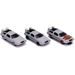 Jada Toys Back To The Future Trilogy Die-cast 1⅔-inch Nano "Hollywood Rides" DeLorean Time Machine 3-pack -Media Collection Shop STL229096 1