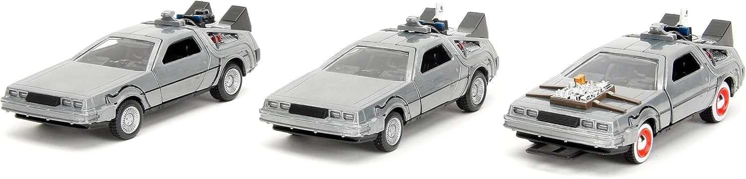 Jada Toys Back To The Future Hollywood Rides 1:32 Scale DeLorean Time Machine 3-Pack 5 Jada Toys Back To The Future Hollywood Rides 1:32 Scale DeLorean Time Machine 3-Pack - Image 3