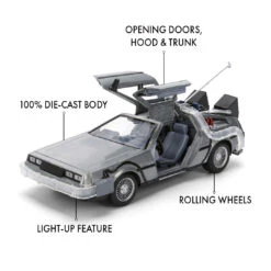 Jada Toys Back To The Future Die-cast 1:24 Scale 40th Anniversary "Hollywood Rides" Light-up DeLorean Time Machine -Media Collection Shop STL382649 3