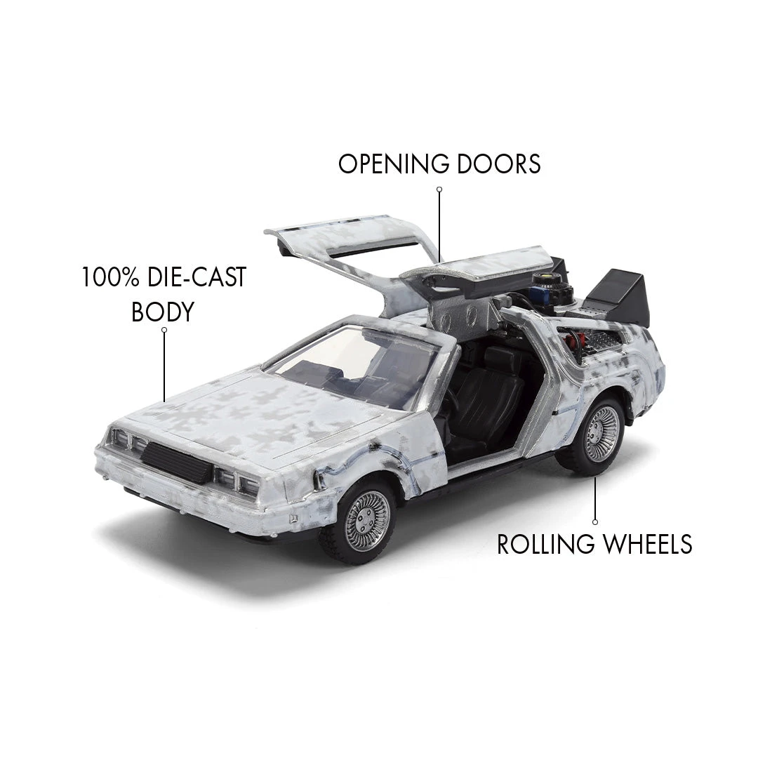 Jada Toys Back To The Future Die-cast 1:32 Scale 40th Anniversary "Hollywood Rides" DeLorean Time Machine (Frost Finished) 8 Jada Toys Back To The Future Die-cast 1:32 Scale 40th Anniversary "Hollywood Rides" DeLorean Time Machine (Frost Finished) - Image 6