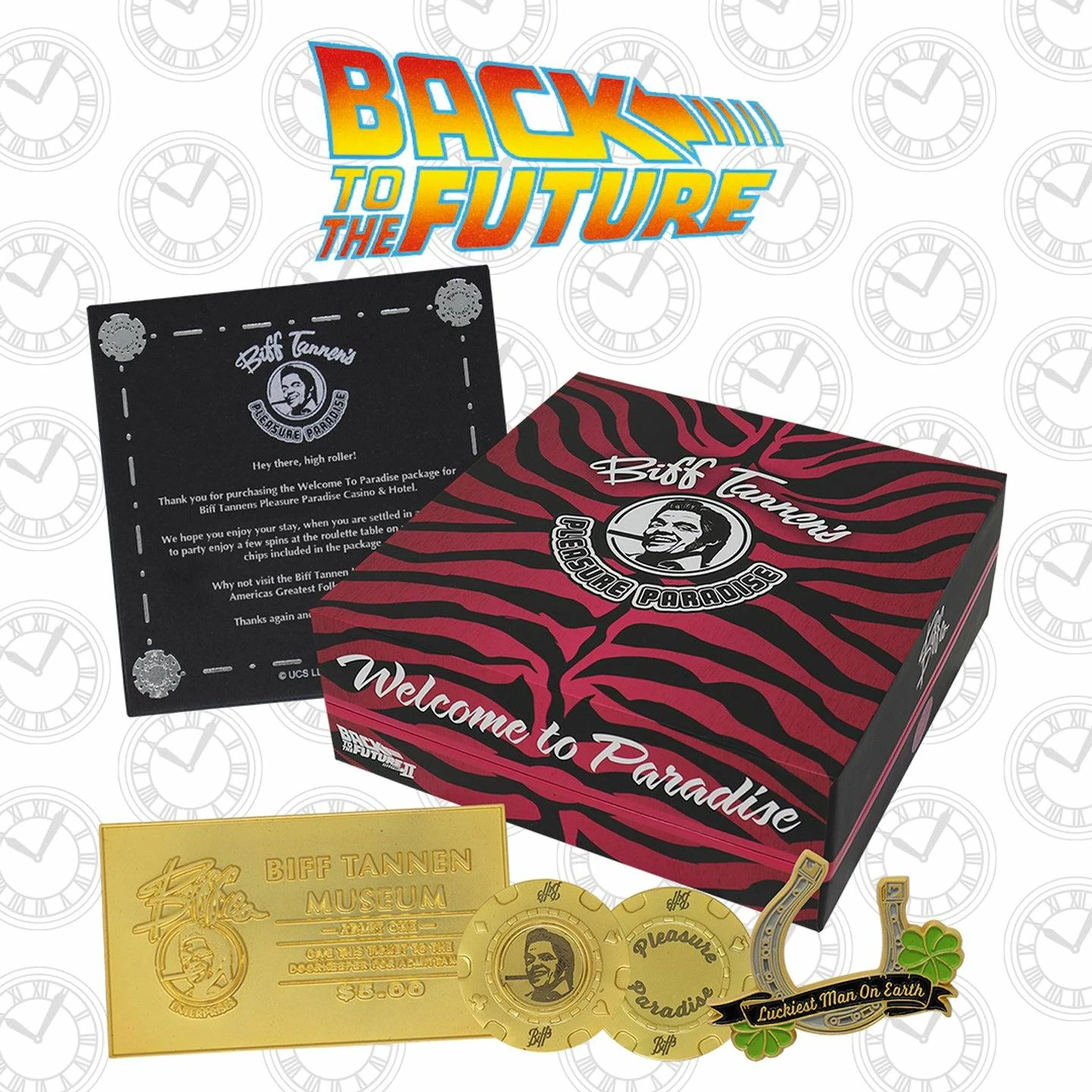 FANATTIK Back To The Future Part II Limited Edition Biff Tannen's Pleasure Paradise "Welcome To Paradise" Gift Box 3 FANATTIK Back To The Future Part II Limited Edition Biff Tannen's Pleasure Paradise "Welcome To Paradise" Gift Box