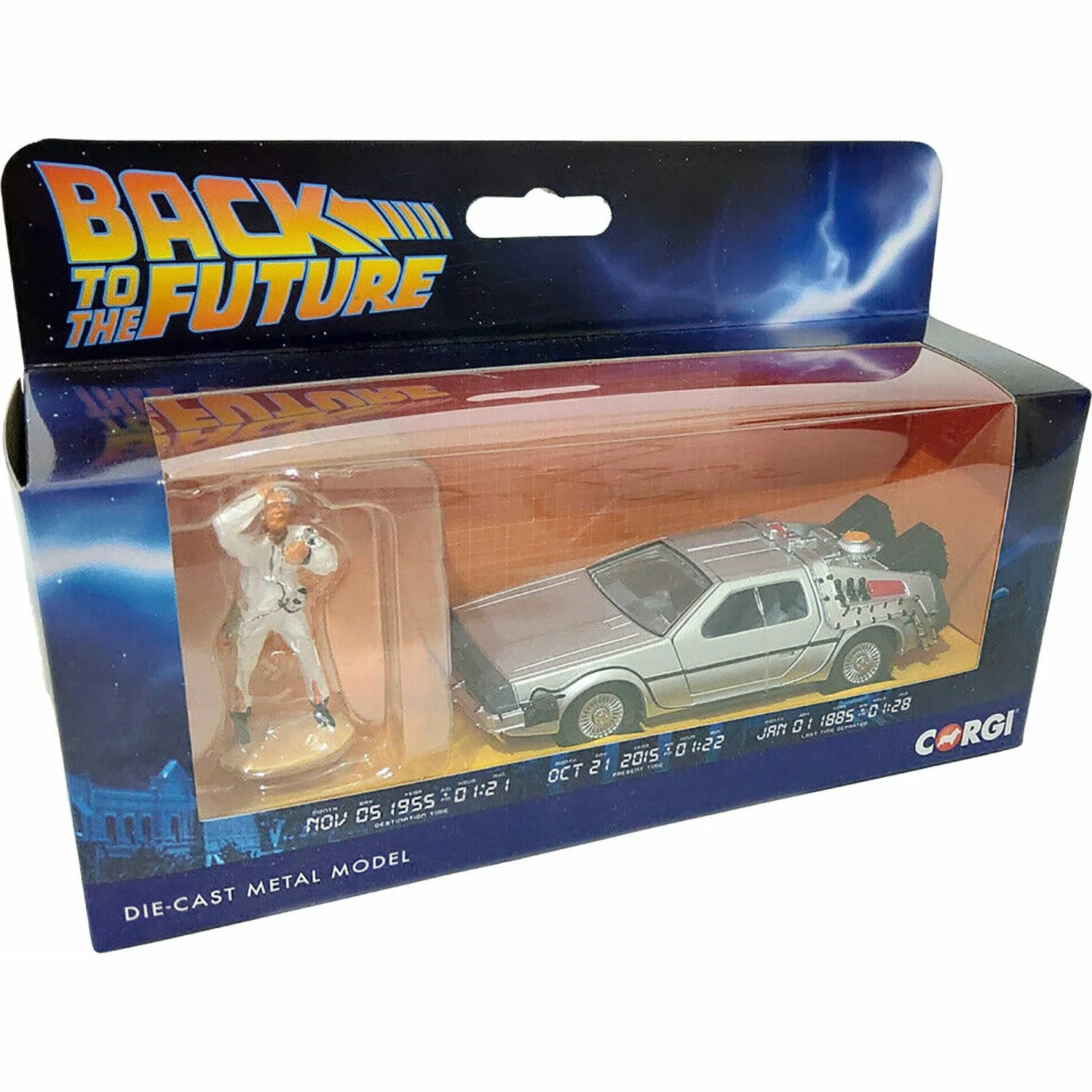 Corgi Back To The Future Die-cast 1:36 Scale DeLorean With Doc Brown Figure 4 Corgi Back To The Future Die-cast 1:36 Scale DeLorean With Doc Brown Figure - Image 2